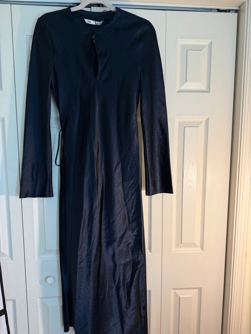 Zara Long Sleeve Navy Maxi Dress